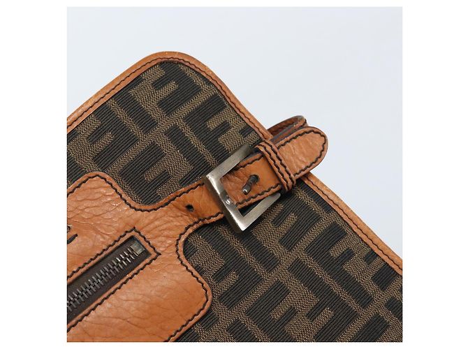 Borsa tote in tela Zucca FENDI nera e marrone Auth BSZ547A Nero - vista 10