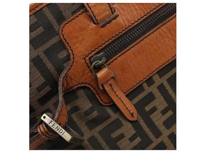 Borsa tote in tela Zucca FENDI nera e marrone Auth BSZ547A Nero - vista 17