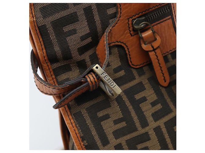 Borsa tote in tela Zucca FENDI nera e marrone Auth BSZ547A Nero - vista 18