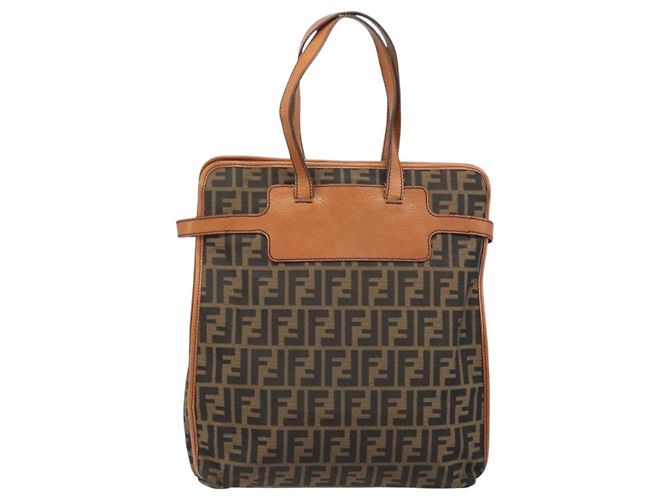 Borsa tote in tela Zucca FENDI nera e marrone Auth BSZ547A Nero - vista 2