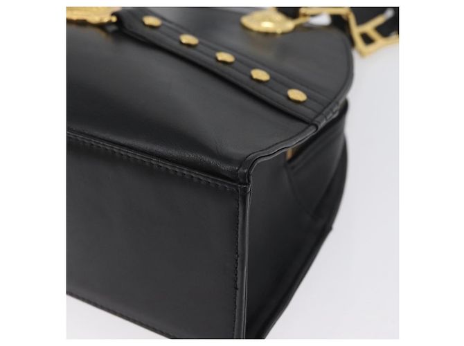 Borsa Tote Sunburst in pelle nera e oro Gianni Versace Auth am10821A Preto Dourado - vista 14