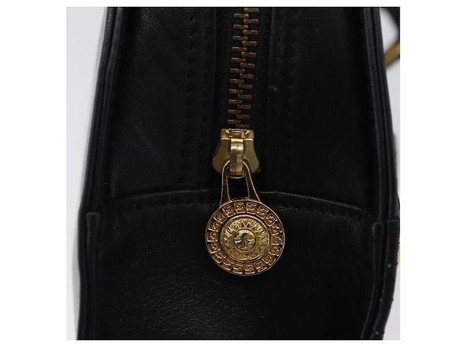 Borsa Tote Sunburst in pelle nera e oro Gianni Versace Auth am10821A Preto Dourado - vista 17