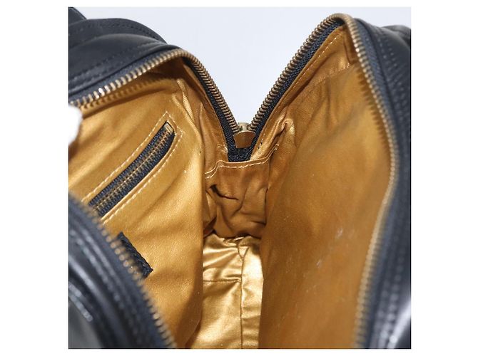 Borsa Tote Sunburst in pelle nera e oro Gianni Versace Auth am10821A Preto Dourado - vista 19