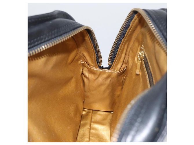 Borsa Tote Sunburst in pelle nera e oro Gianni Versace Auth am10821A Preto Dourado - vista 20