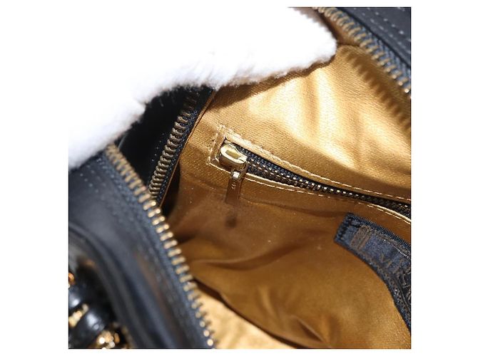 Borsa Tote Sunburst in pelle nera e oro Gianni Versace Auth am10821A Preto Dourado - vista 21