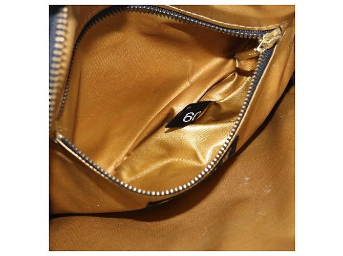 Borsa Tote Sunburst in pelle nera e oro Gianni Versace Auth am10821A Preto Dourado - vista 22