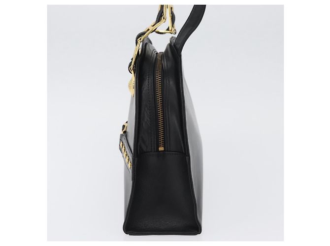Borsa Tote Sunburst in pelle nera e oro Gianni Versace Auth am10821A Preto Dourado - vista 3