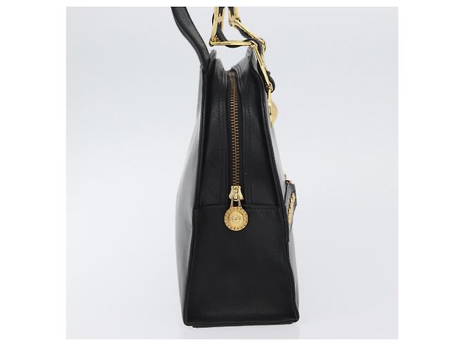 Borsa Tote Sunburst in pelle nera e oro Gianni Versace Auth am10821A Preto Dourado - vista 4