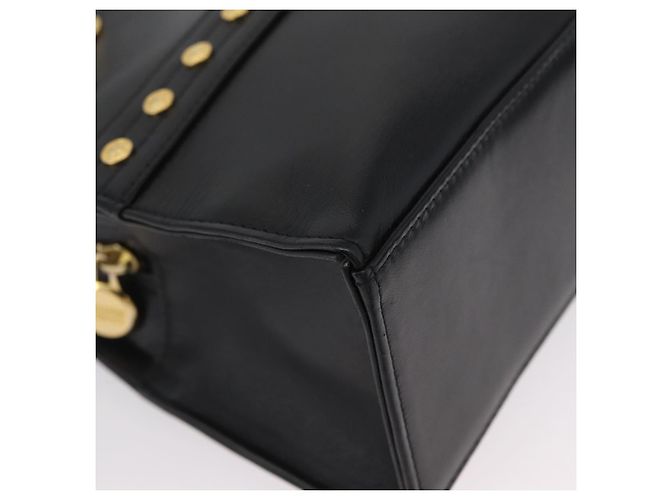 Borsa Tote Sunburst in pelle nera e oro Gianni Versace Auth am10821A Preto Dourado - vista 9