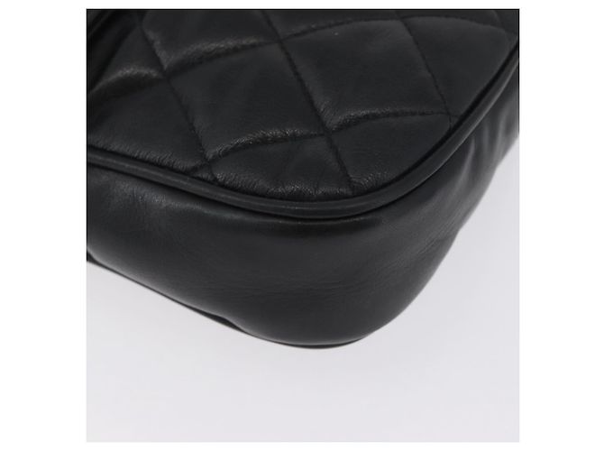 CHANEL Borsa a Spalla Matelassé in Pelle di Agnello Nera Oro CC Auth bs34036 Nero D'oro - vista 14