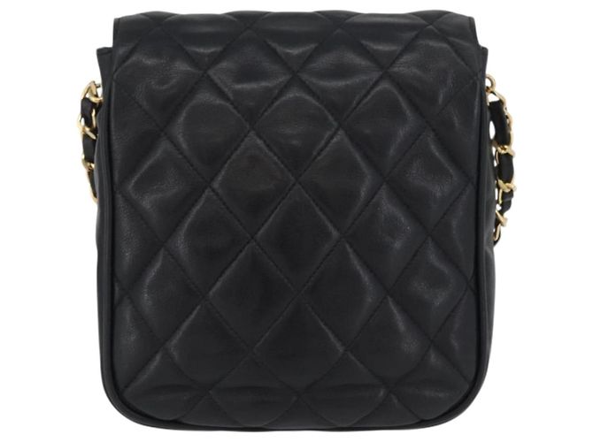 CHANEL Borsa a Spalla Matelassé in Pelle di Agnello Nera Oro CC Auth bs34036 Nero D'oro - vista 2