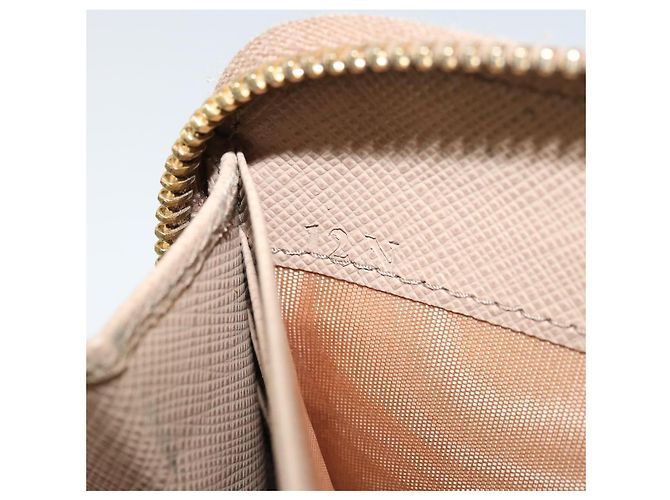 PRADA Cartera Larga con Cinta de cuero Safiano Beige Dorado Auth fm5266 - vista 12