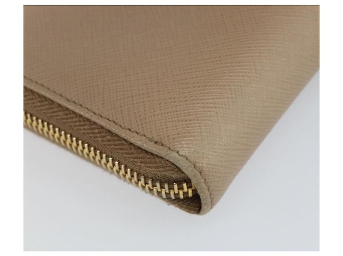 PRADA Cartera Larga con Cinta de cuero Safiano Beige Dorado Auth fm5266 - vista 16