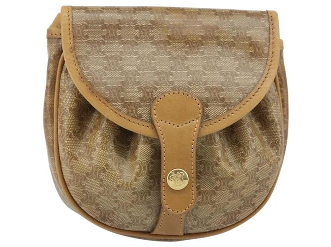 Céline Borsa a Spalla in Tela Macadam CELINE PVC Beige Oro Auth bs34011 D'oro - vista 13