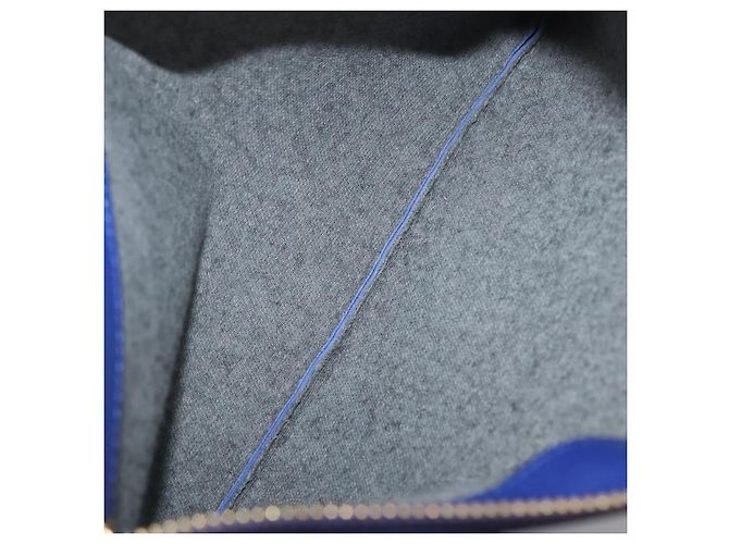 Céline Borsa a Spalla CELINE Trio in Pelle Blu Oro Auth ARZ364 D'oro - vista 11