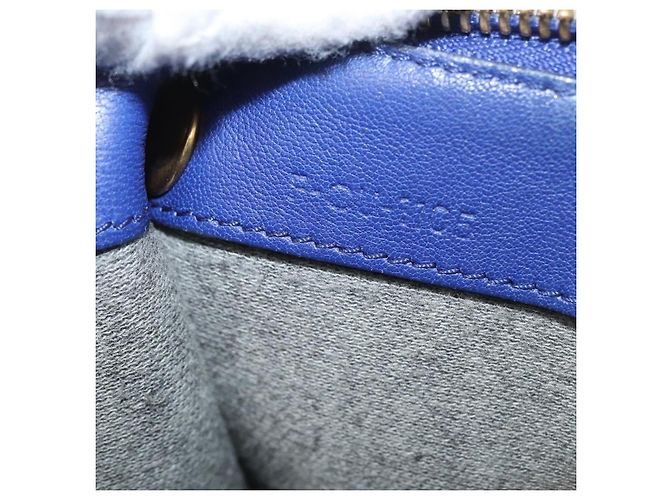 Céline Borsa a Spalla CELINE Trio in Pelle Blu Oro Auth ARZ364 D'oro - vista 12