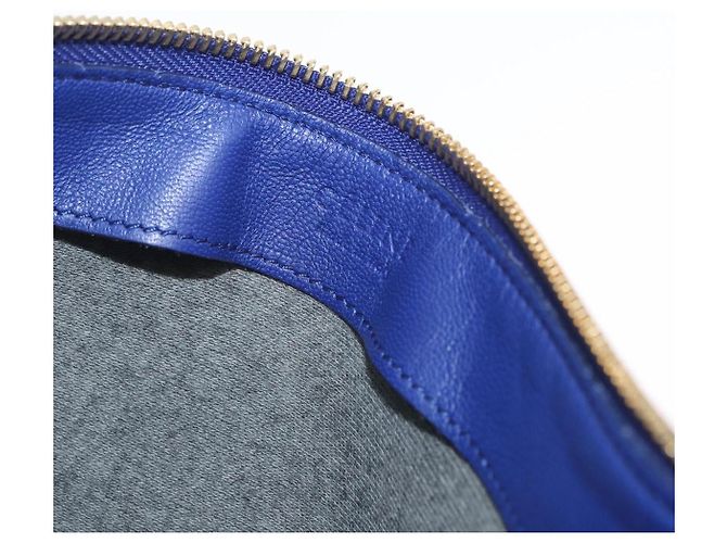 Céline Borsa a Spalla CELINE Trio in Pelle Blu Oro Auth ARZ364 D'oro - vista 18