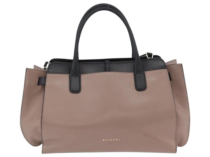 Bulgari Borsa a mano BVLGARI in pelle 2 vie grigia oro Auth hk3528 Marrone D'oro - vista 13
