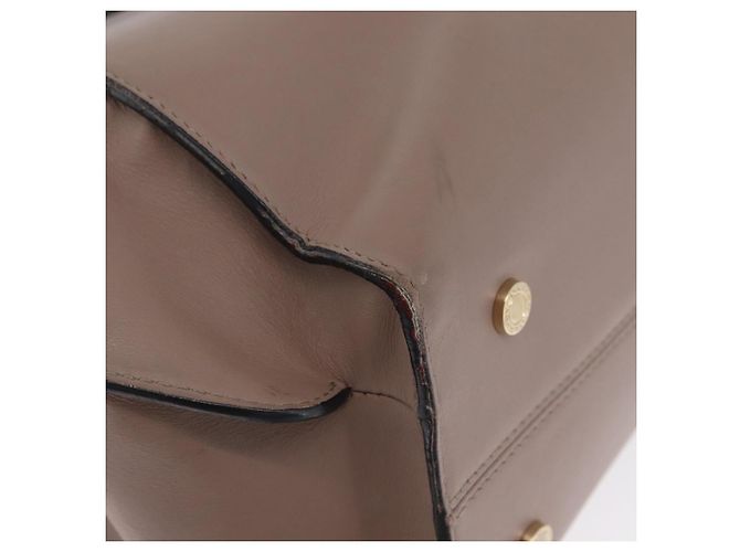 Bulgari Borsa a mano BVLGARI in pelle 2 vie grigia oro Auth hk3528 Marrone D'oro - vista 16