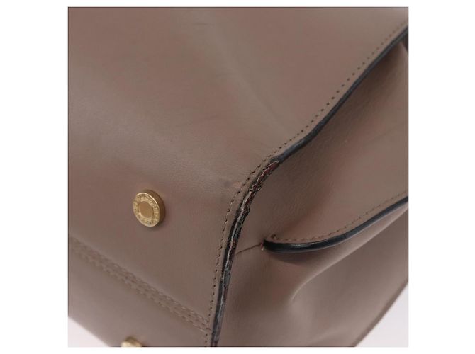 Bulgari Borsa a mano BVLGARI in pelle 2 vie grigia oro Auth hk3528 Marrone D'oro - vista 17