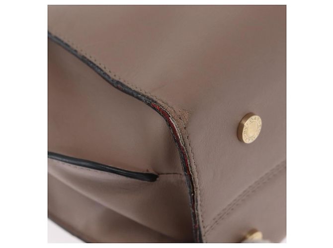 Bulgari Borsa a mano BVLGARI in pelle 2 vie grigia oro Auth hk3528 Marrone D'oro - vista 18