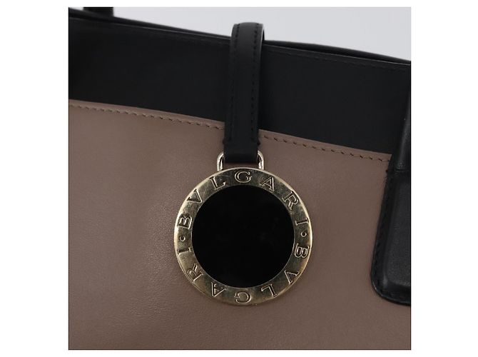 Bulgari Borsa a mano BVLGARI in pelle 2 vie grigia oro Auth hk3528 Marrone D'oro - vista 19