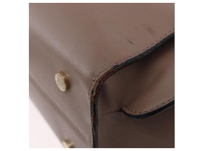 Bulgari Borsa a mano BVLGARI in pelle 2 vie grigia oro Auth hk3528 Marrone D'oro - vista 9