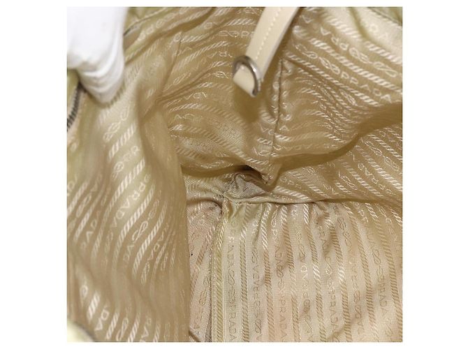 Borsa Tote PRADA in nylon avorio argento Auth ep13808 Crudo - vista 18