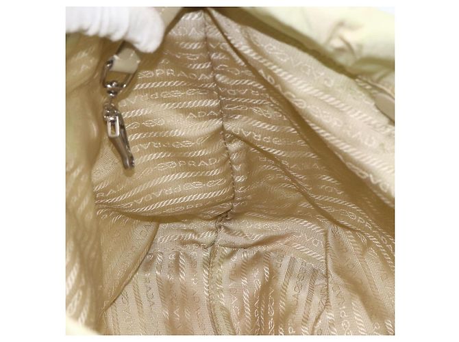 Borsa Tote PRADA in nylon avorio argento Auth ep13808 Crudo - vista 19