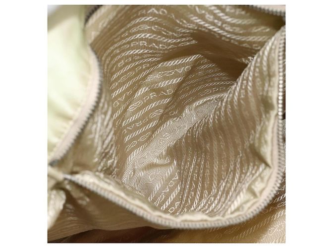 Borsa Tote PRADA in nylon avorio argento Auth ep13808 Crudo - vista 21