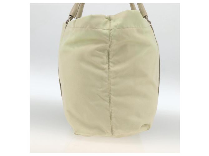 Borsa Tote PRADA in nylon avorio argento Auth ep13808 Crudo - vista 3