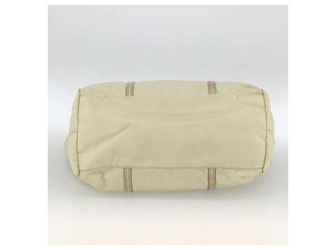 Borsa Tote PRADA in nylon avorio argento Auth ep13808 Crudo - vista 5