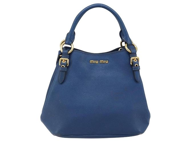 Borsa a mano Miu Miu in pelle 2 in 1 blu oro Auth BA10954A D'oro - vista 13