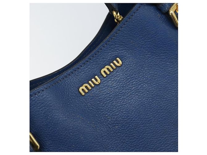 Borsa a mano Miu Miu in pelle 2 in 1 blu oro Auth BA10954A D'oro - vista 18