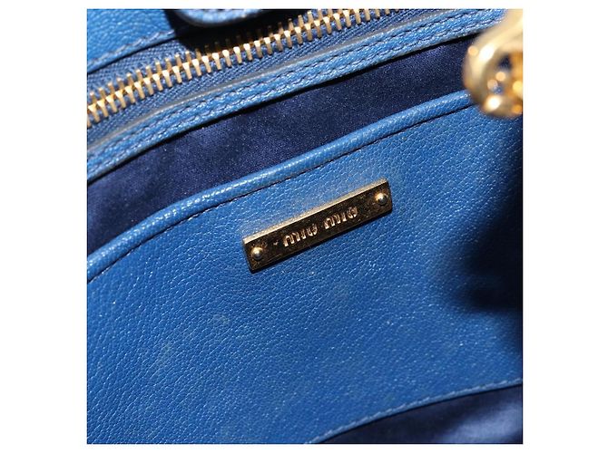 Borsa a mano Miu Miu in pelle 2 in 1 blu oro Auth BA10954A D'oro - vista 20