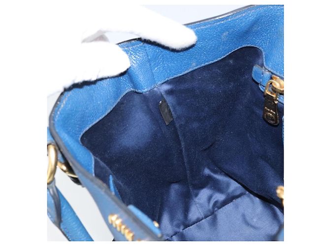 Borsa a mano Miu Miu in pelle 2 in 1 blu oro Auth BA10954A D'oro - vista 22