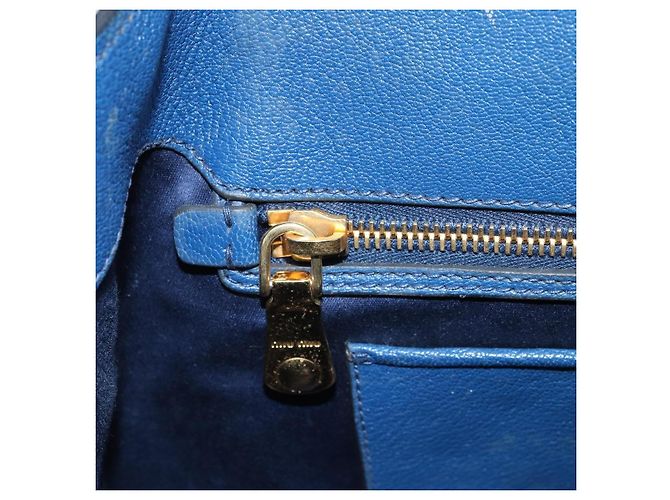 Borsa a mano Miu Miu in pelle 2 in 1 blu oro Auth BA10954A D'oro - vista 23