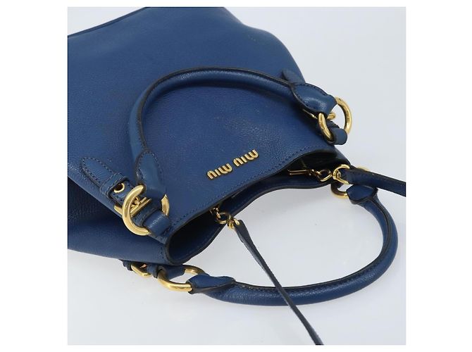 Borsa a mano Miu Miu in pelle 2 in 1 blu oro Auth BA10954A D'oro - vista 6
