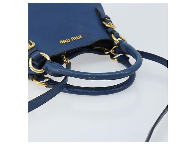 Borsa a mano Miu Miu in pelle 2 in 1 blu oro Auth BA10954A D'oro - vista 7