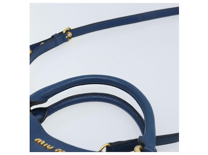 Borsa a mano Miu Miu in pelle 2 in 1 blu oro Auth BA10954A D'oro - vista 8