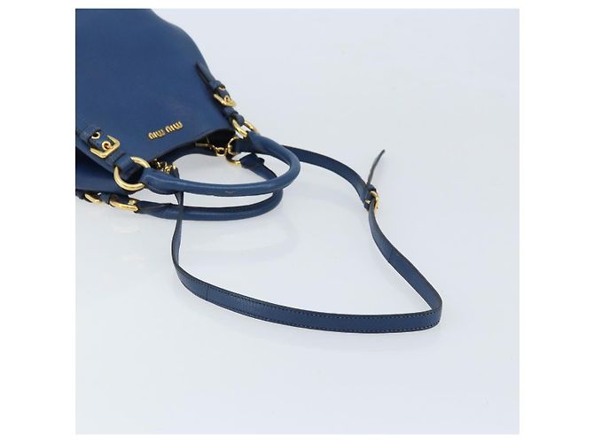 Borsa a mano Miu Miu in pelle 2 in 1 blu oro Auth BA10954A D'oro - vista 9