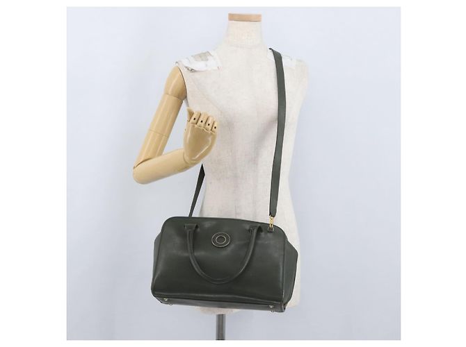Céline Borsa a mano CELINE in pelle khaki oro Auth 174600 D'oro Cachi - vista 26