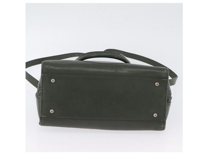 Céline Borsa a mano CELINE in pelle khaki oro Auth 174600 D'oro Cachi - vista 5