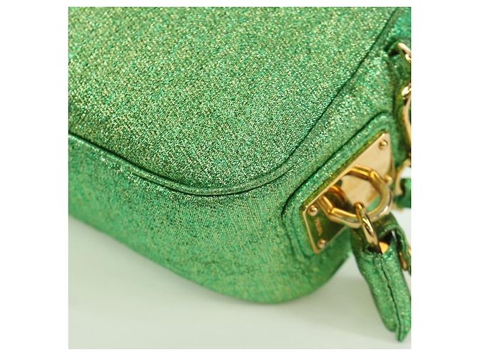 Borsa a Spalla con Catena Prada in Tela Verde Oro Auth LNZ744V D'oro - vista 16