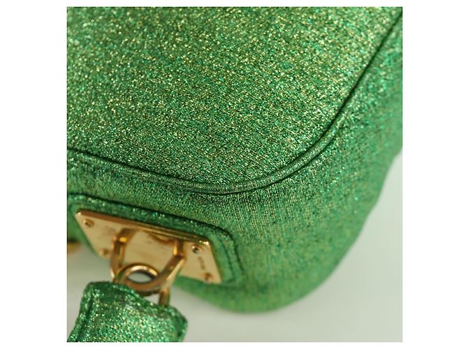 Borsa a Spalla con Catena Prada in Tela Verde Oro Auth LNZ744V D'oro - vista 17