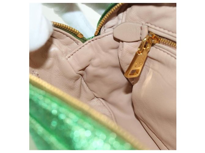 Borsa a Spalla con Catena Prada in Tela Verde Oro Auth LNZ744V D'oro - vista 23