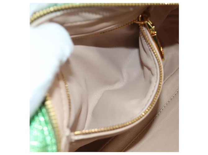 Borsa a Spalla con Catena Prada in Tela Verde Oro Auth LNZ744V D'oro - vista 25