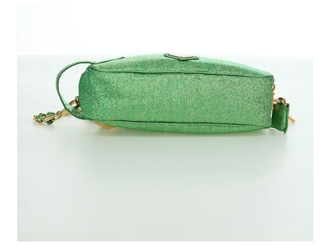 Borsa a Spalla con Catena Prada in Tela Verde Oro Auth LNZ744V D'oro - vista 5