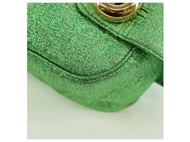 Borsa a Spalla con Catena Prada in Tela Verde Oro Auth LNZ744V D'oro - vista 8