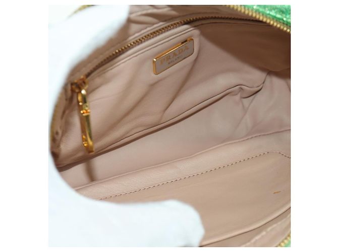 Borsa a Spalla con Catena Prada in Tela Verde Oro Auth LNZ744V D'oro - vista 9